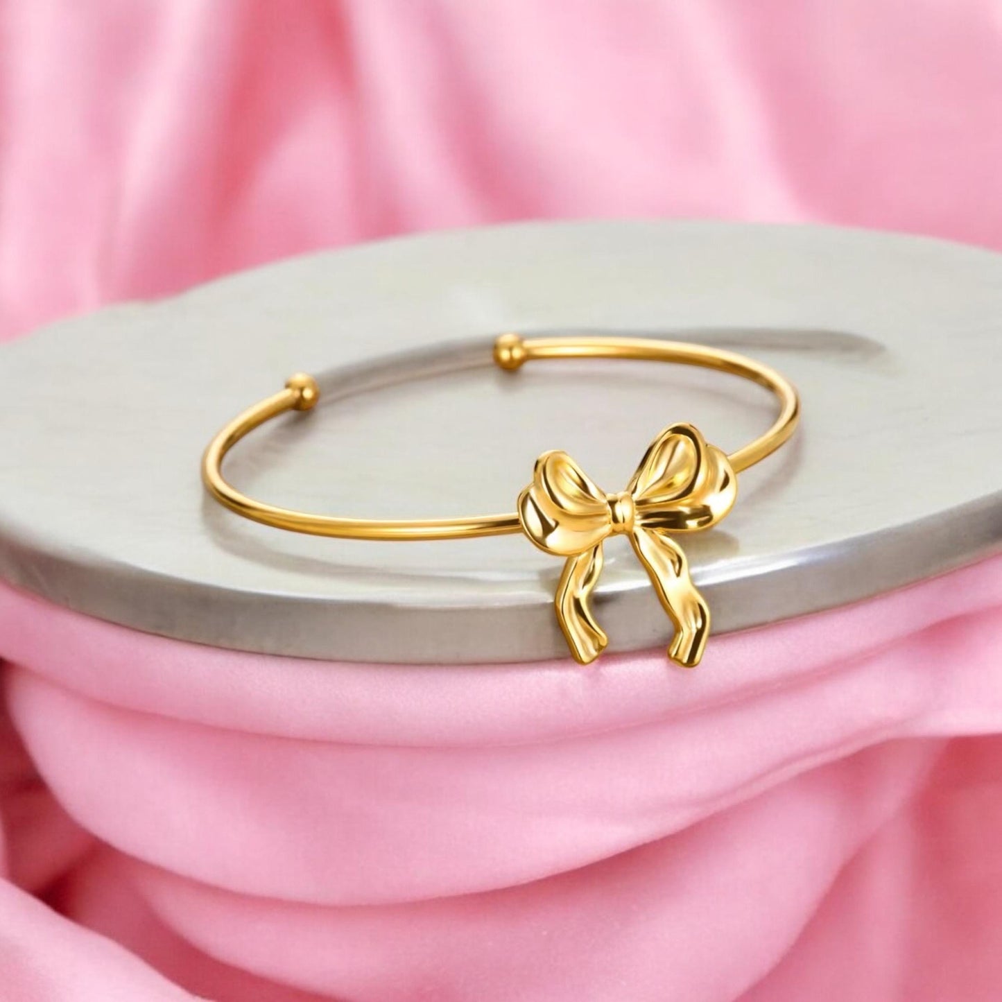 Golden Ribbon Bangle Bracelets for Women,Trendy Bracelets fow Women, Bow Bracelets for Women