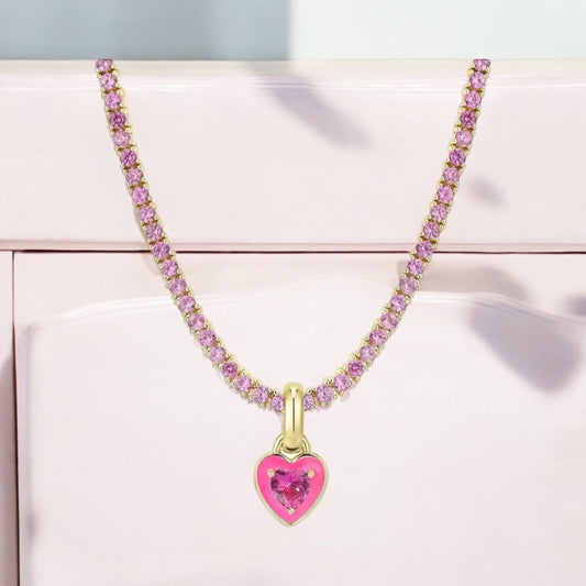 Pink Heart Glow Necklace