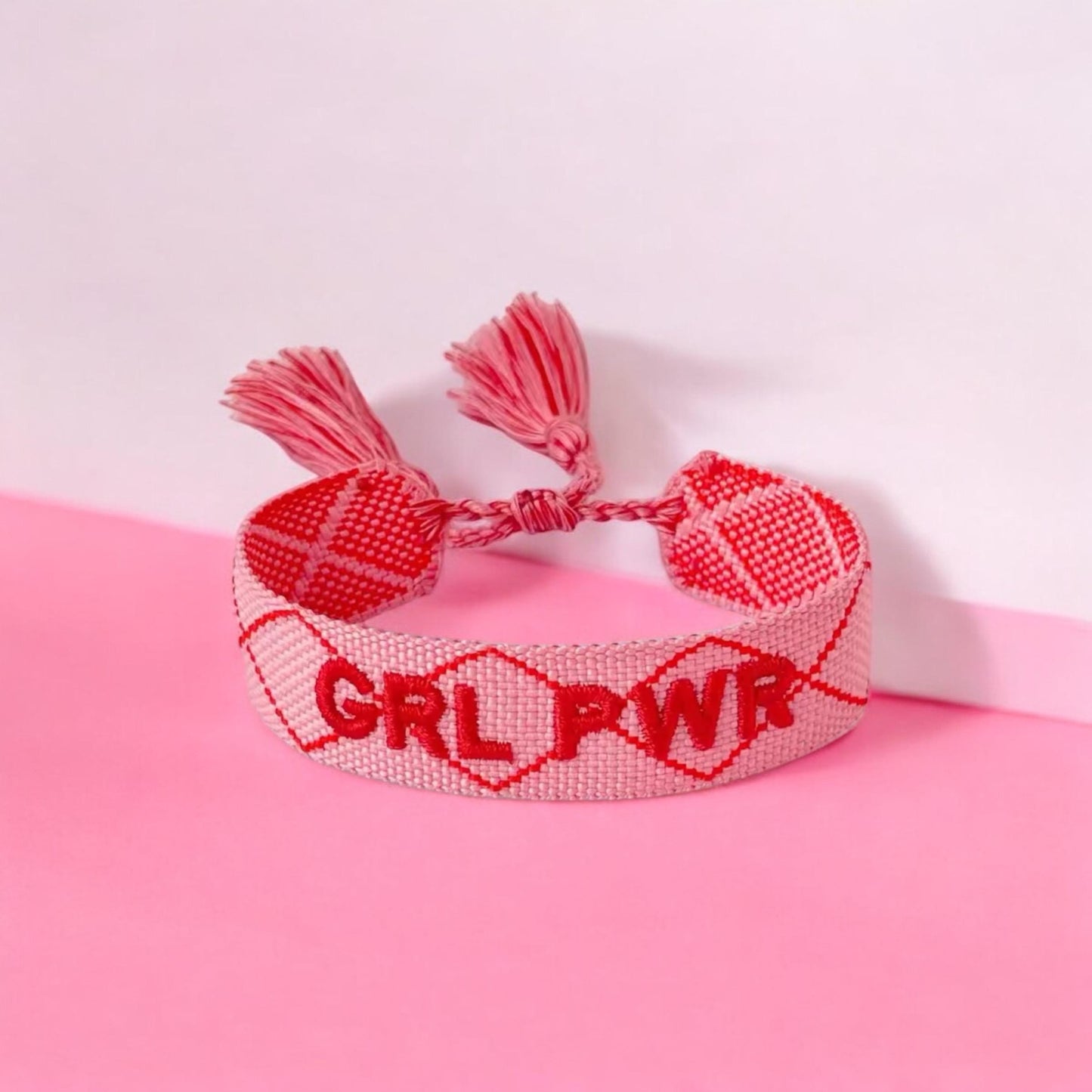Girl Power Embroidered Woven Bracelet, Girls Frienship Bracelets