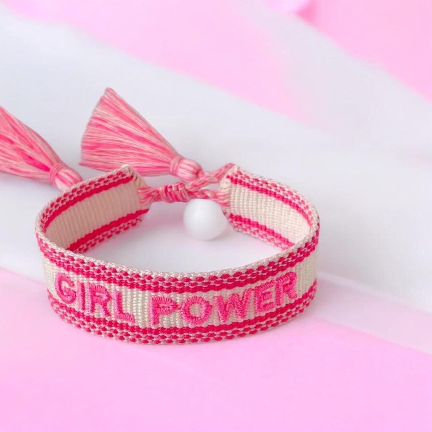 Girl Power Embroidered Woven Bracelet, Girls Frienship Bracelets