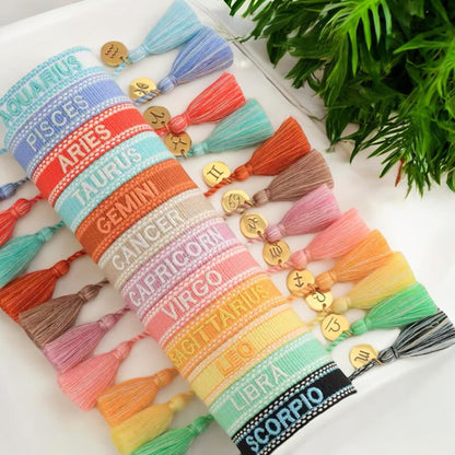 Zoadiac Woven Embroidered Bracelets,  Woven Custom Bracelets, Zodiac Bracelets