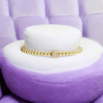 Golden Initial Beaded Bracelets, Beaded Custom Bracelets, Inspirational Custom Bracelets
