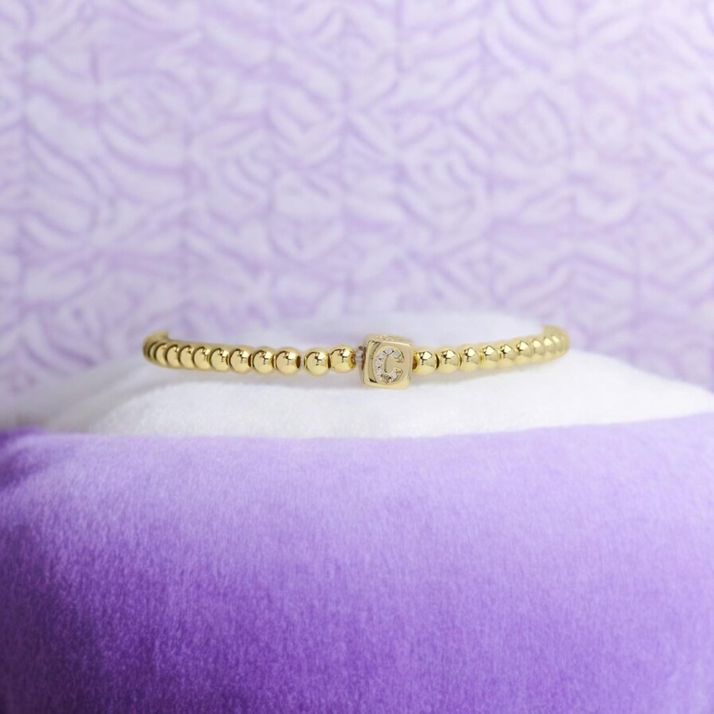 Golden Initial Beaded Bracelets, Beaded Custom Bracelets, Inspirational Custom Bracelets