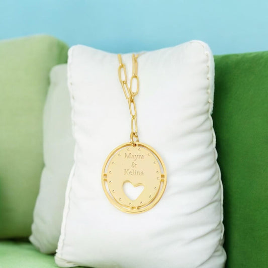 Personalized Name Heart Charm Necklace, Women Customizable Name Necklace , Personalized Gift Custom Women Name Necklace