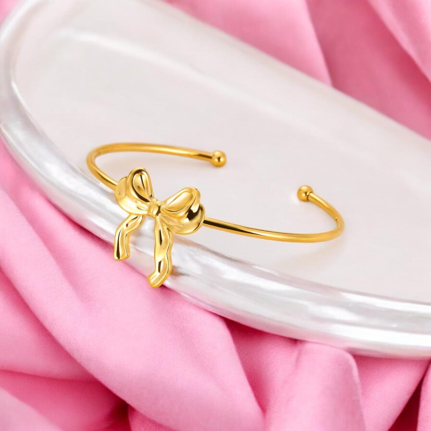 Golden Ribbon Bangle Bracelets for Women,Trendy Bracelets fow Women, Bow Bracelets for Women