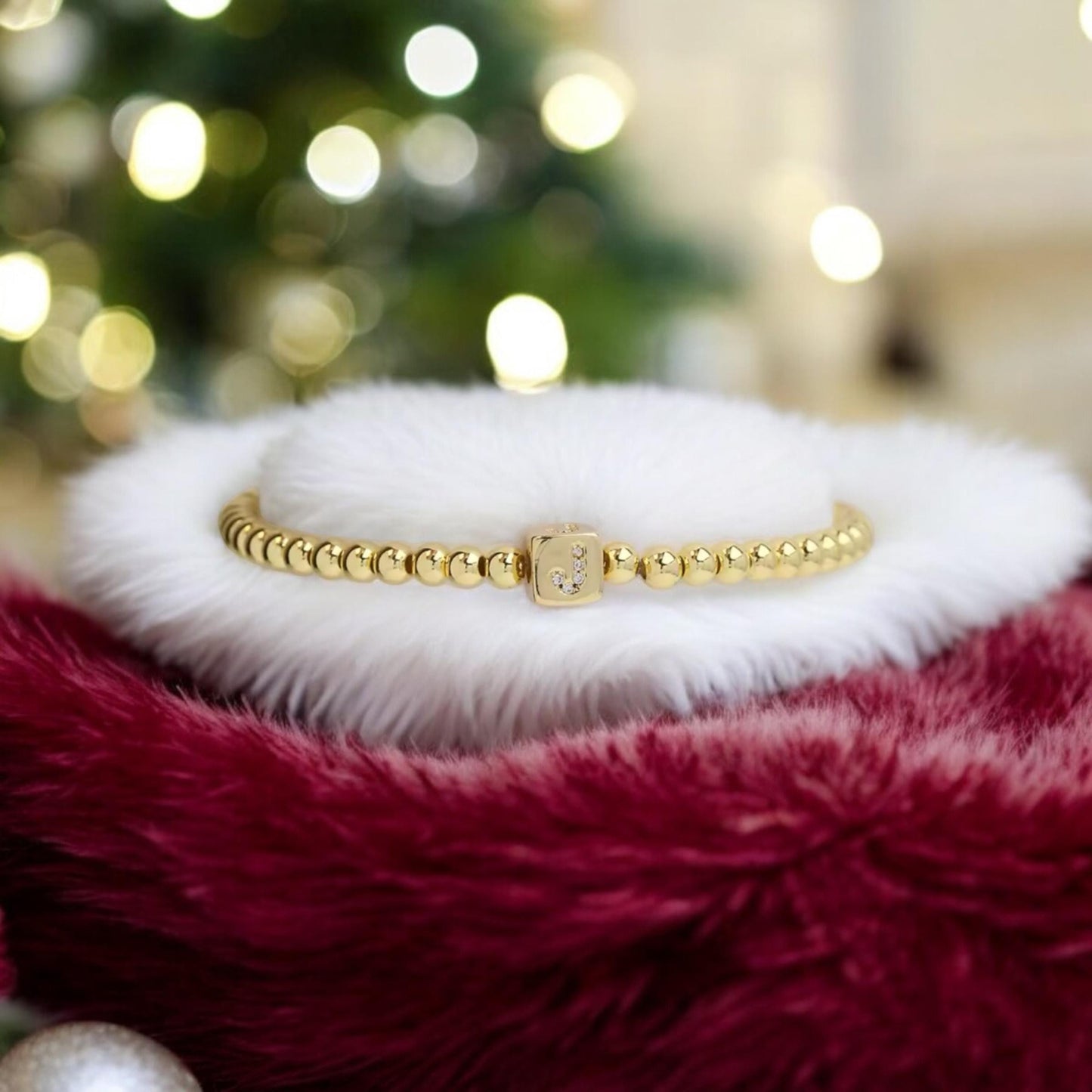 Golden Initial Beaded Bracelets, Beaded Custom Bracelets, Inspirational Custom Bracelets