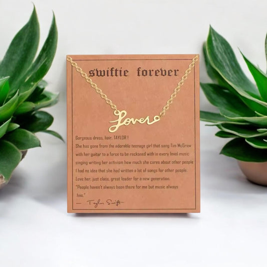 Taylor Swift Lover Stainless Steel Necklace, Taylor Swiftie Necklace, Taylor Swift Merc Necklace