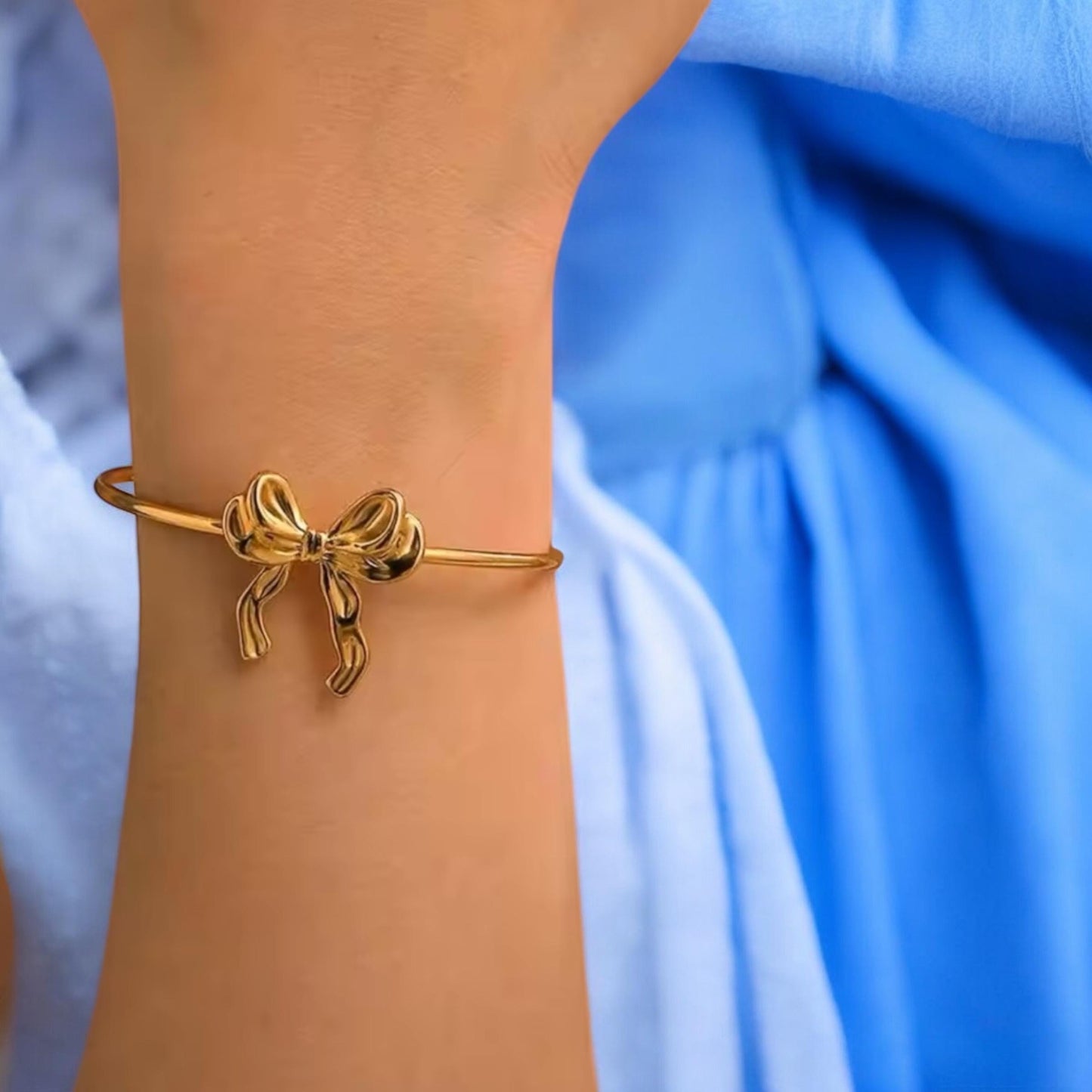 Golden Ribbon Bangle Bracelets for Women,Trendy Bracelets fow Women, Bow Bracelets for Women