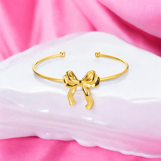 Golden Ribbon Bangle Bracelets for Women,Trendy Bracelets fow Women, Bow Bracelets for Women